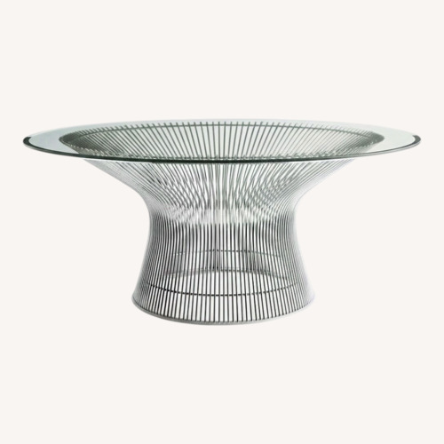 Used Platner Glass / Nickel Coffee Table for sale on AptDeco