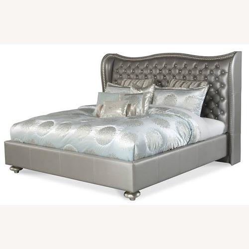 Used Silver Leather Queen Bed for sale on AptDeco