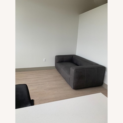 Used Arhaus Madrone Dark Gray Leather 80 inch Sofa for sale on AptDeco