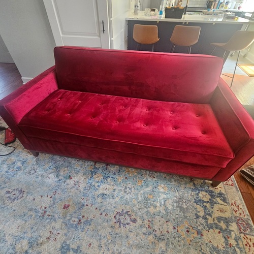 Used Apt2b Monroe Burgundy Velvet Sleeper Sofa  for sale on AptDeco