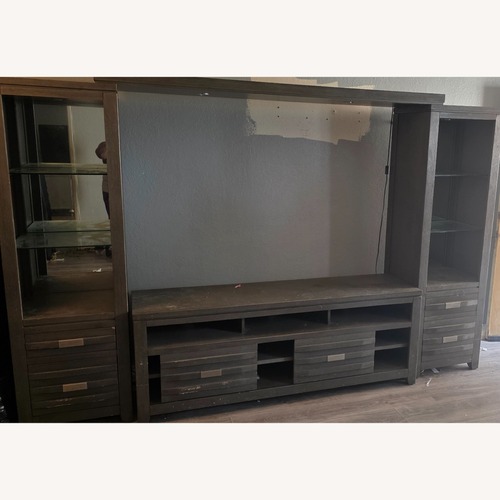 Used Mor Dark Gray Wood Dresser for sale on AptDeco