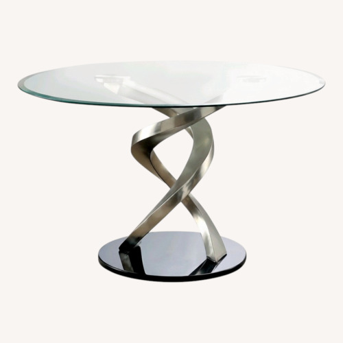 Used Amazon Jacreme Glass Top Round Dining Table for sale on AptDeco