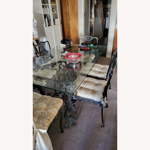 Used Vintage/Antique Black Glass Dining Set for sale on AptDeco