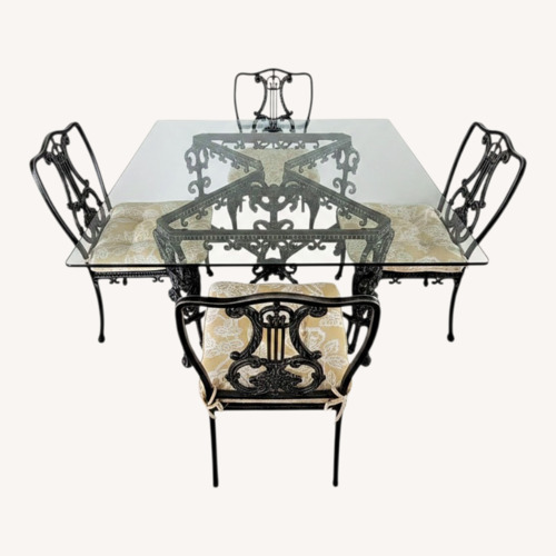 Used Vintage/Antique Black Glass Dining Set for sale on AptDeco