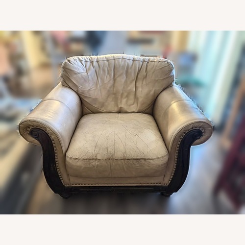 Used Light Brown Leather Armchair for sale on AptDeco