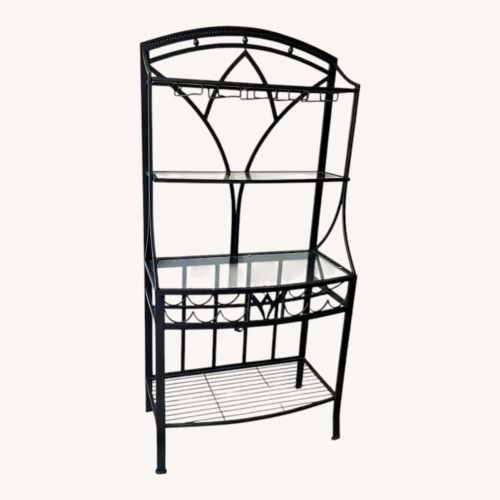 Used Black Metal Bar Cart/Baker’s Rack for sale on AptDeco