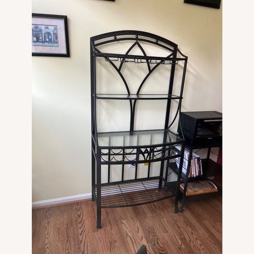 Used Black Metal Bar Cart/Baker’s Rack for sale on AptDeco
