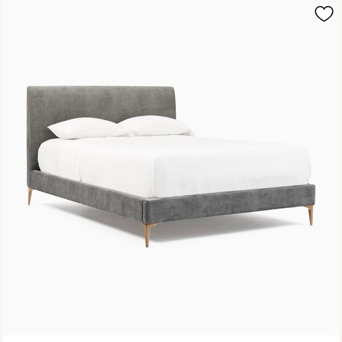 Used West Elm Andes Light Gray Fabric Queen Bed for sale on AptDeco