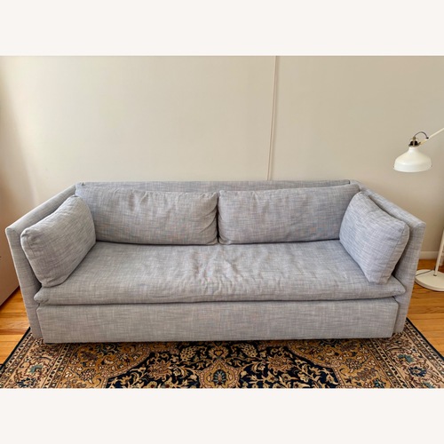 Used West Elm Grey Blue Linen Sleeper Sofa for sale on AptDeco