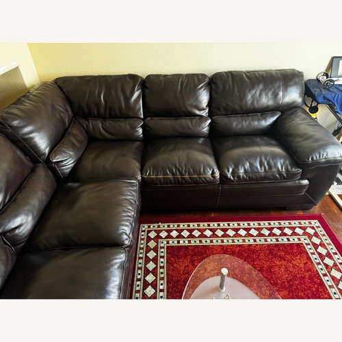 Used Costsco Top Grain Leather Sectional Sofa for sale on AptDeco