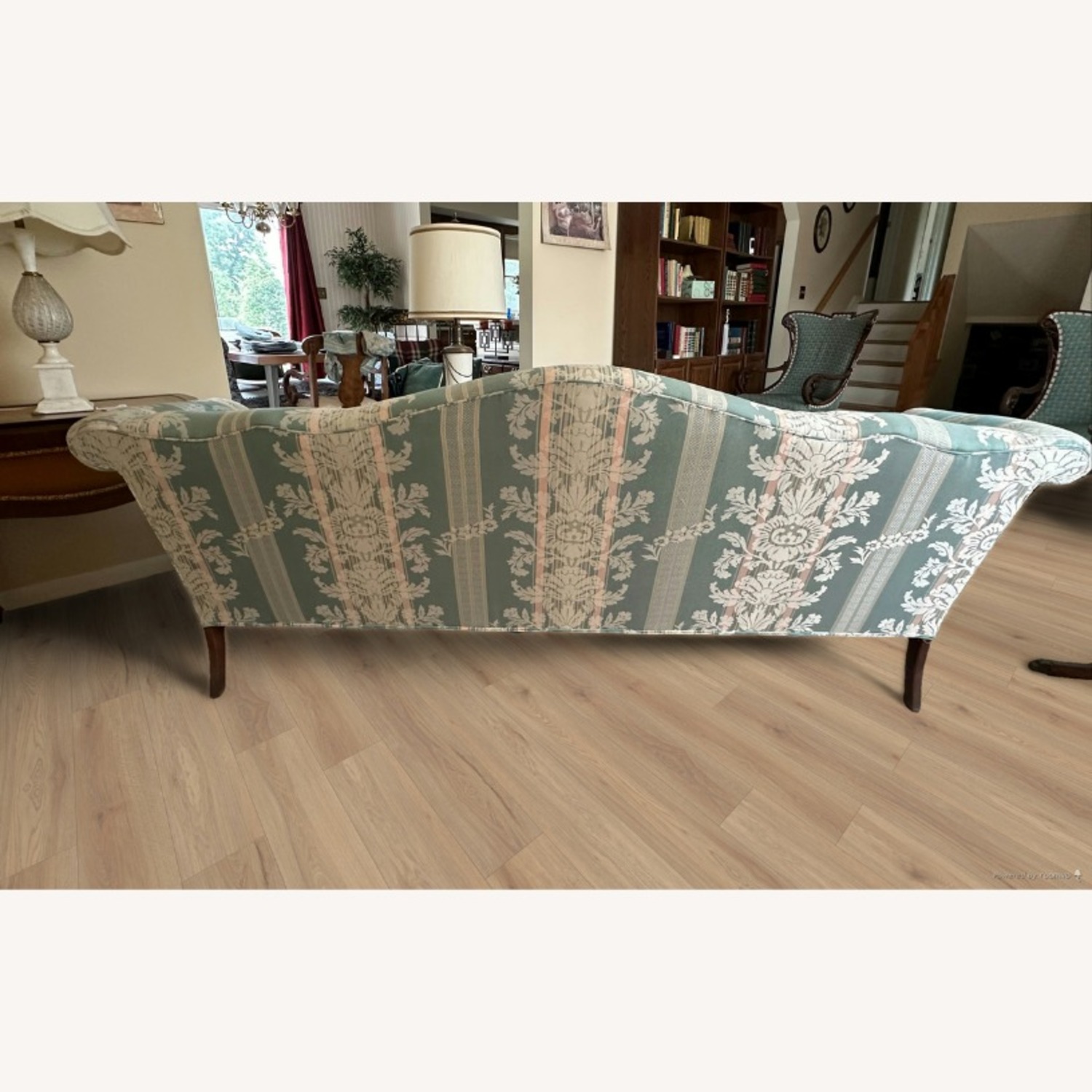 Vintage Sage Green Damask Sofa - image-3