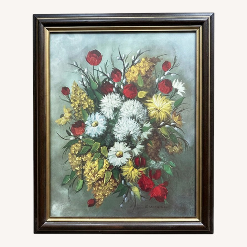 Used Vintage Framed Floral Art Print by E. Scandale for sale on AptDeco