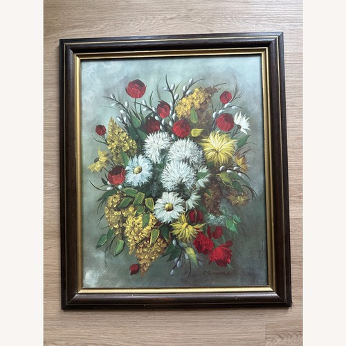 Used Vintage Framed Floral Art Print by E. Scandale for sale on AptDeco