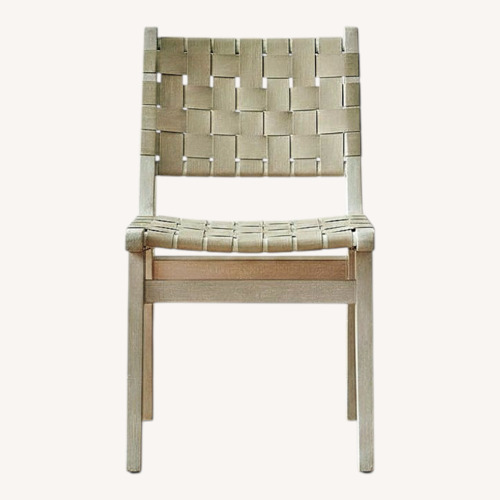 Used Pottery Barn Fenton Woven Leather Dining Chair Set for sale on AptDeco