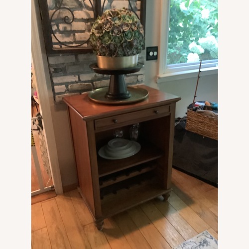 Used Pottery Barn Dark Brown Wood Bar Cart for sale on AptDeco