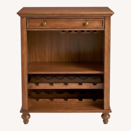Used Pottery Barn Dark Brown Wood Bar Cart for sale on AptDeco