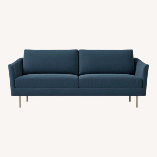 Used West Elm Sloane Blue Velvet 2 Seater Sofa for sale on AptDeco