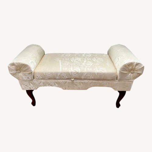 Used Vintage/Antique Finds White Fabric Bench for sale on AptDeco