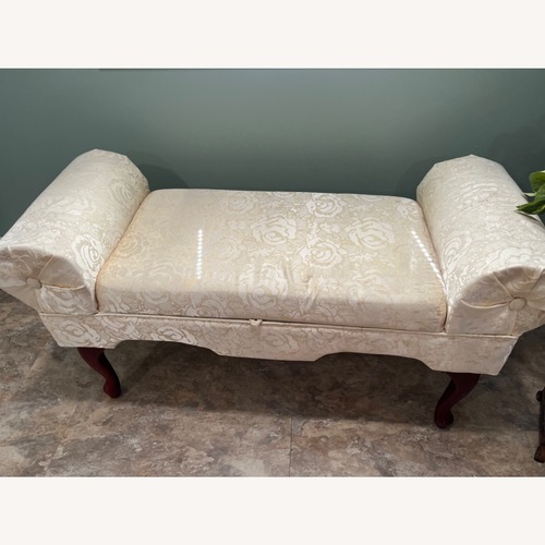 Used Vintage/Antique Finds White Fabric Bench for sale on AptDeco