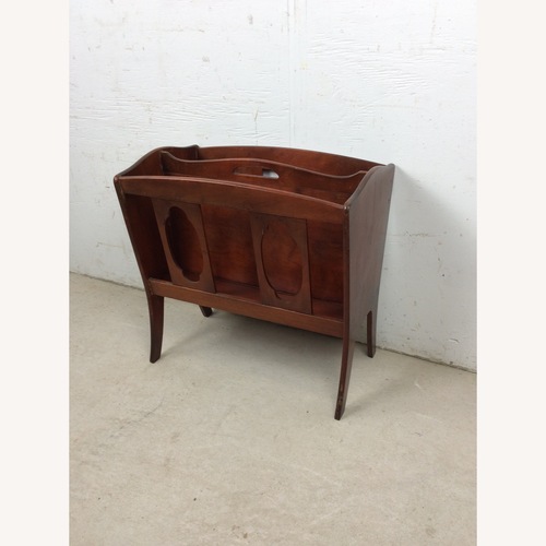 Used Vintage Solid Wood Magazine Rack with Handle for sale on AptDeco