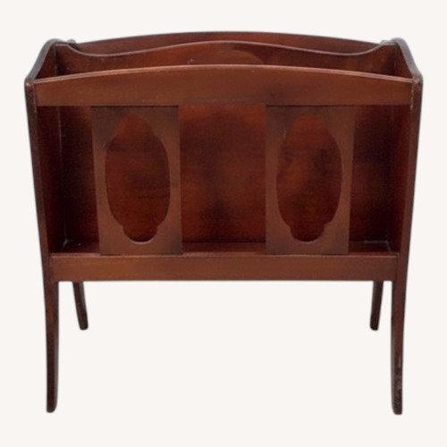 Used Vintage Solid Wood Magazine Rack with Handle for sale on AptDeco