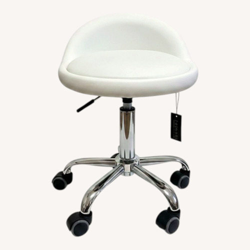Used Adjustable Leather White Stool for sale on AptDeco