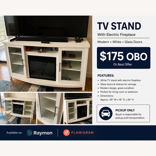 Used TV Stand With Electric Fire  for sale on AptDeco