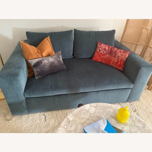 Used West Elm 72" Harmony Modular Sofa – Velvet Lagoon for sale on AptDeco