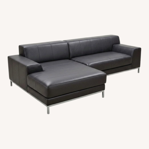 Used IKEA Kramfors Dark Brown Leather 2 Piece Sectional for sale on AptDeco