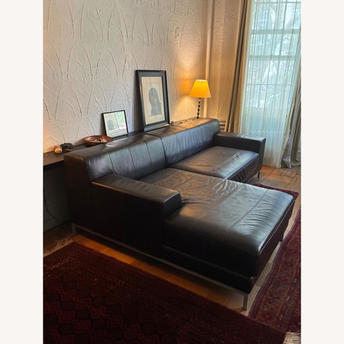 Used IKEA Kramfors Dark Brown Leather 2 Piece Sectional for sale on AptDeco