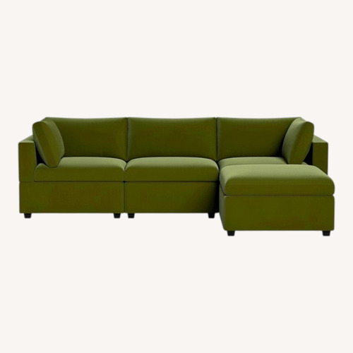 Used Albany Park Green Velvet 3+ Piece Sectional for sale on AptDeco