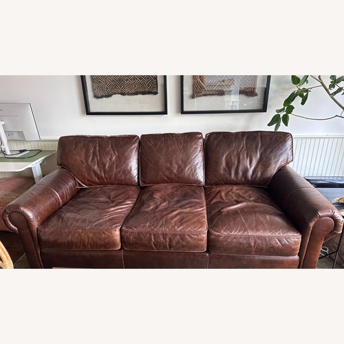 Used Restoration Hardware Original Lancaster 3-cushion Leather Sofa in Cocoa for sale on AptDeco