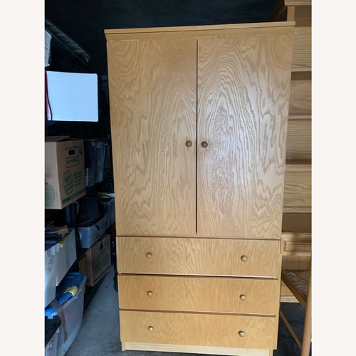 Used Gothic Cabinet Craft Natural Wood Armoire for sale on AptDeco