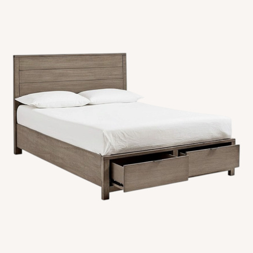 Used Macy's Tribeca Dark Gray Wood Queen Bed for sale on AptDeco