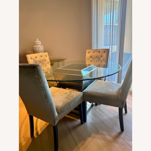 Used Z Gallerie Gold Glass Dining Table for sale on AptDeco