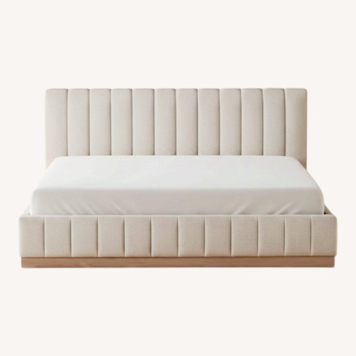 Used CB2 Forte Channeled Fabric Upholstered King Bed for sale on AptDeco