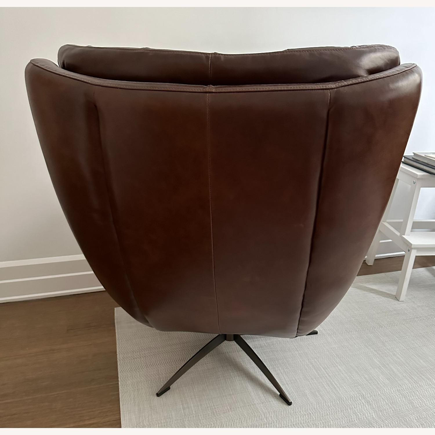 Pottery Barn Tufted Wells Leather Swivel Armchair - image-2