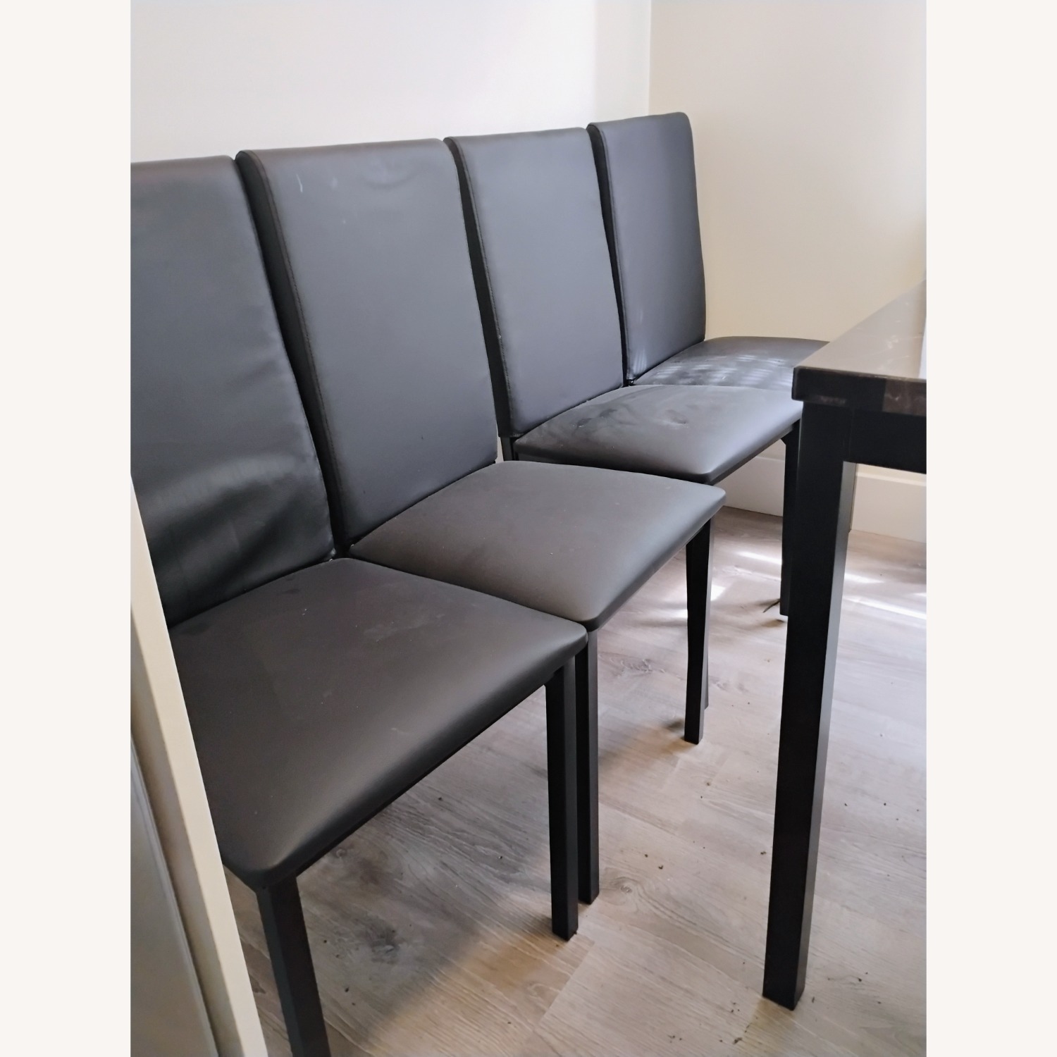 Black Faux Leather Dining Set - image-2