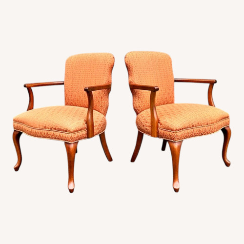 Used Pair Vintage Queen Anne Style Upholstered Chairs for sale on AptDeco