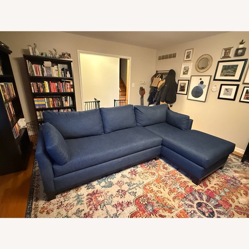 Used Apt2b Blue Avalon Fabric Right-side Chaise Sleeper Sofa for sale on AptDeco