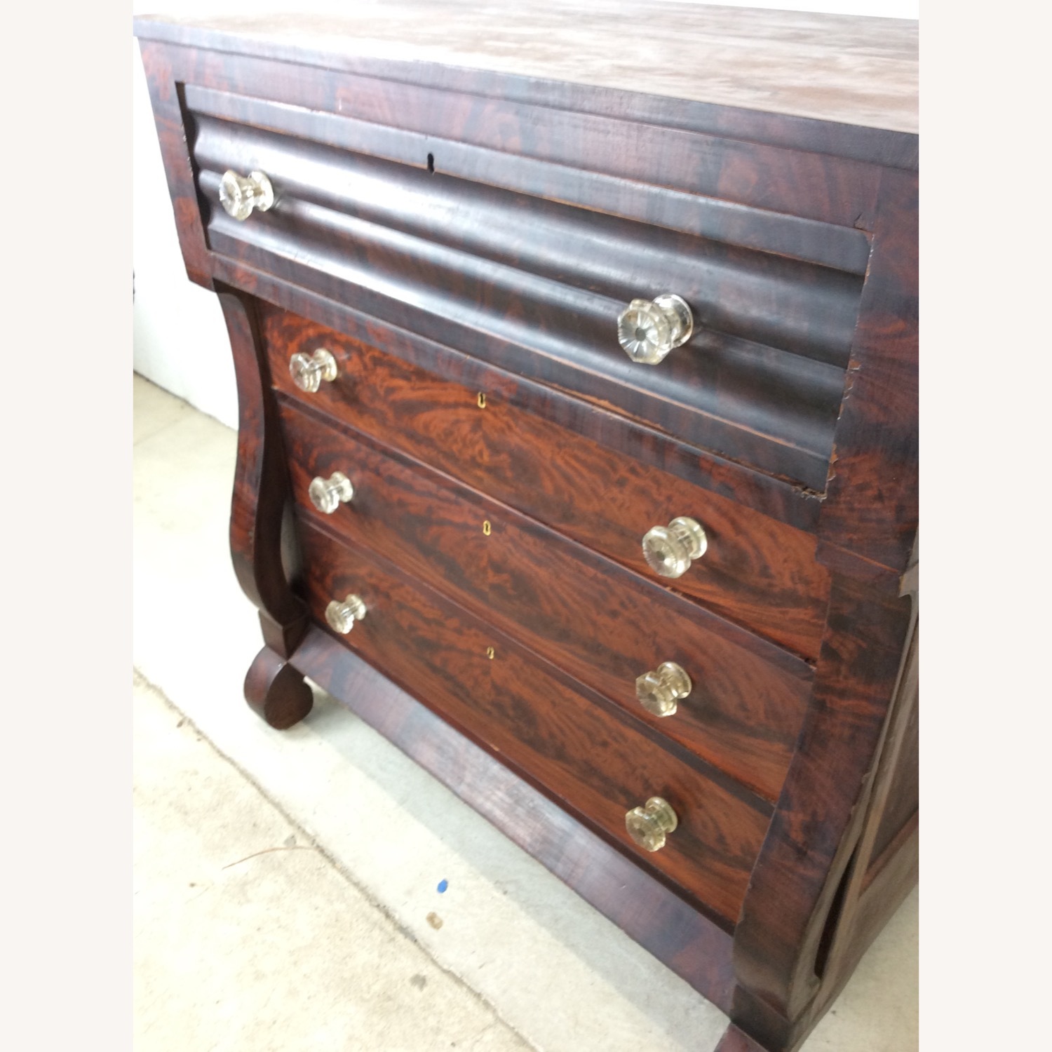 Antique Empire Mahogany Dresser with Glass Pulls - image-8