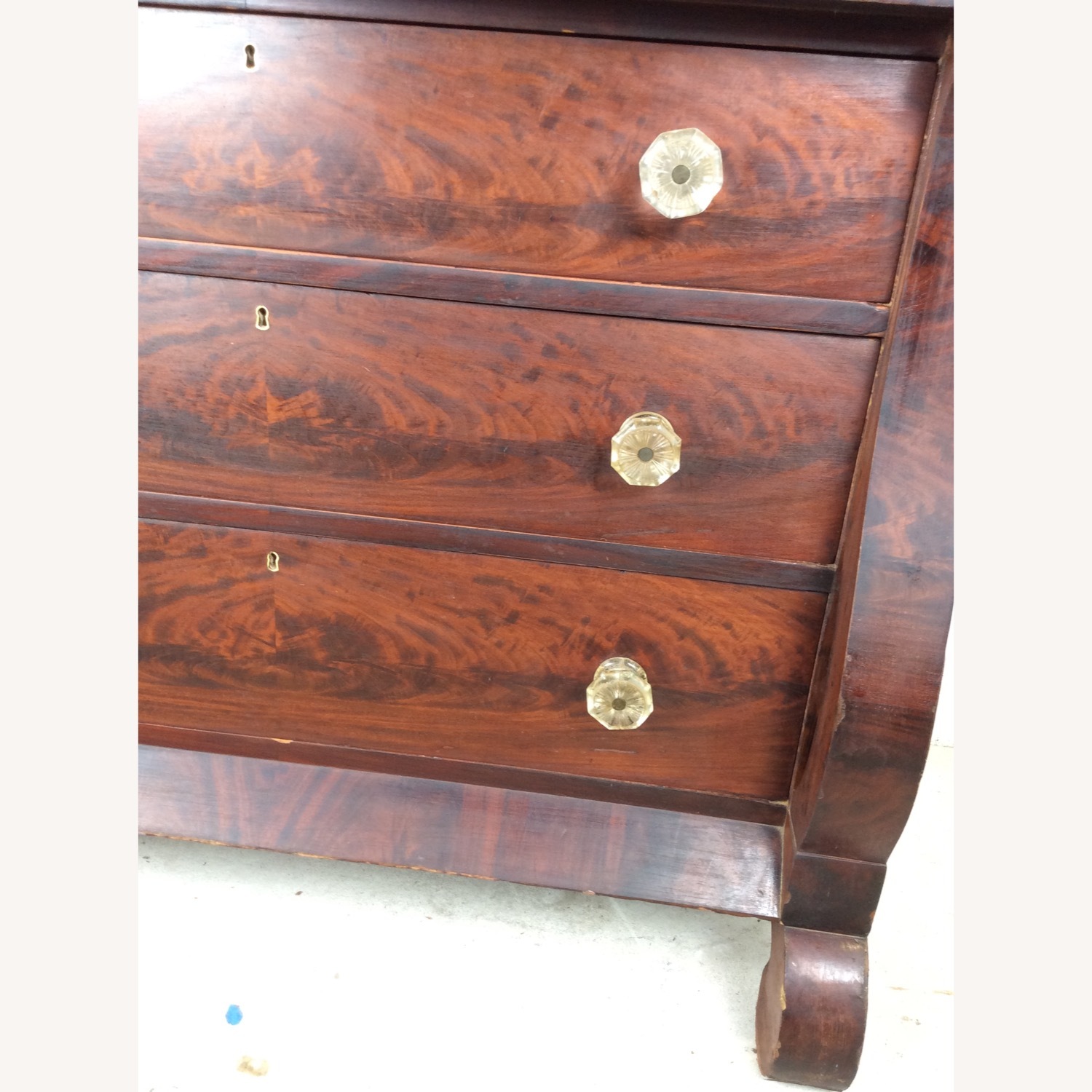 Antique Empire Mahogany Dresser with Glass Pulls - image-11