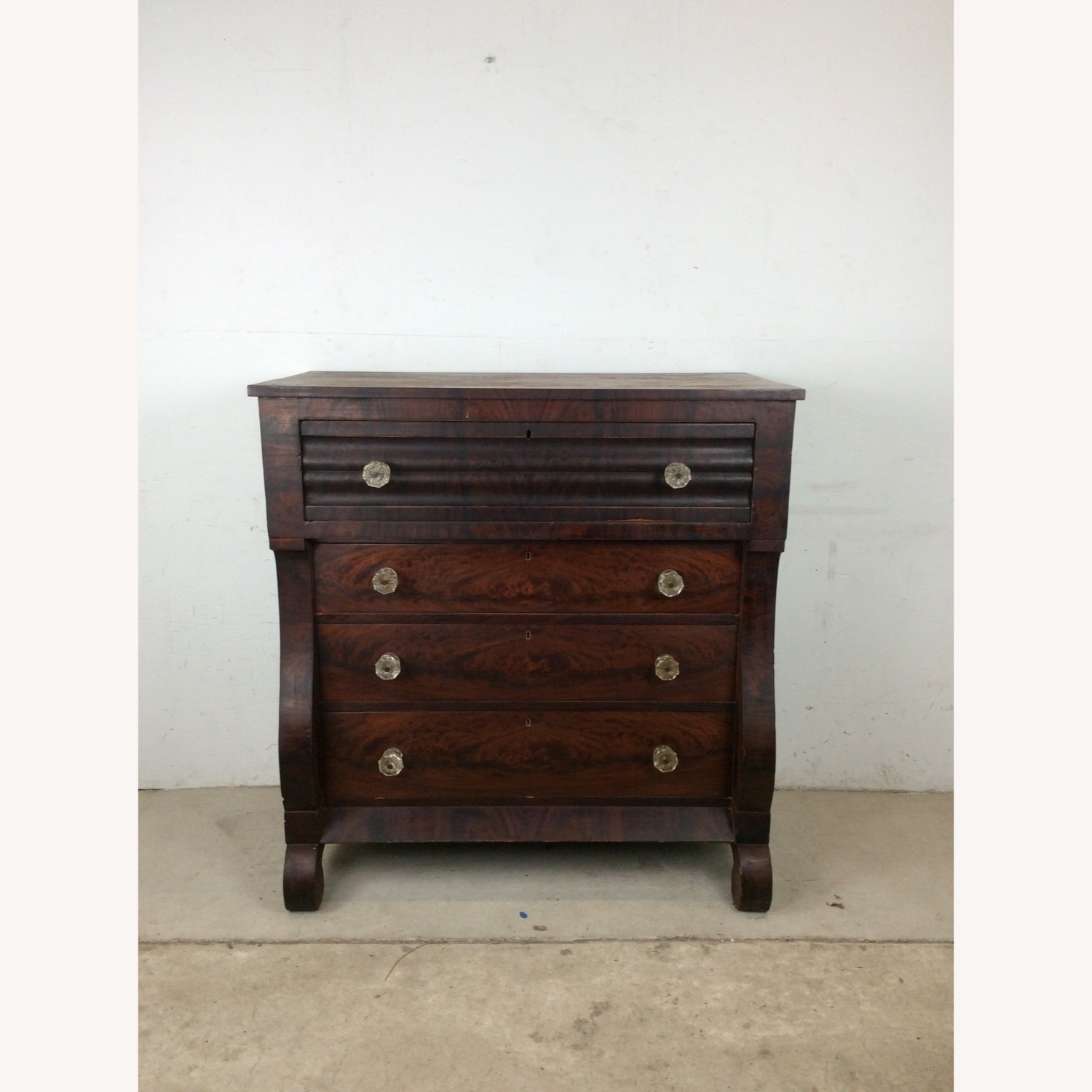 Antique Empire Mahogany Dresser with Glass Pulls - image-1