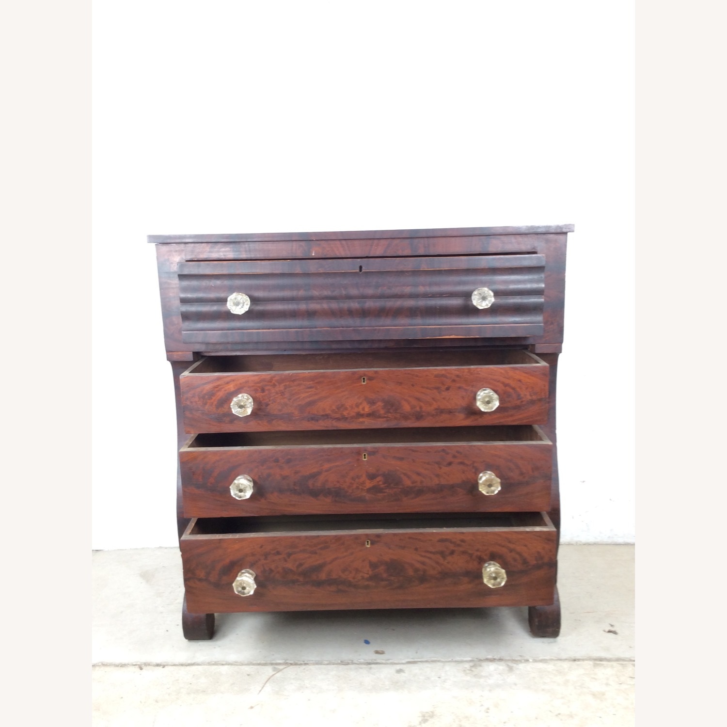 Antique Empire Mahogany Dresser with Glass Pulls - image-19