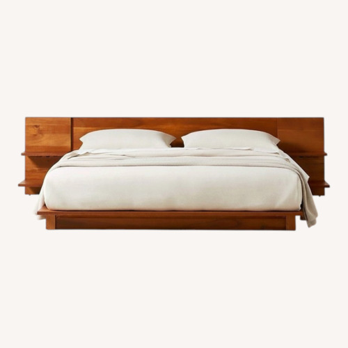 Used CB2 Wood Platform King Bed With Nightstands for sale on AptDeco