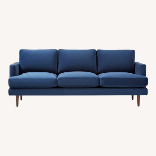 Used West Elm Haven Blue Velvet 2 Piece Sectional for sale on AptDeco