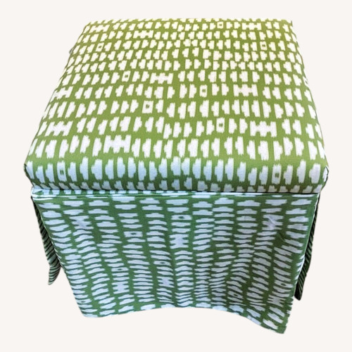 Used Skirted Storage Ottoman | Olive Odalisque Ottoman for sale on AptDeco
