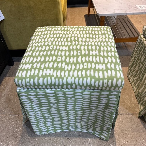 Used Skirted Storage Ottoman | Olive Odalisque Ottoman for sale on AptDeco