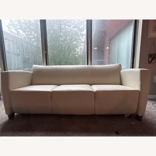Used White Leather 3+ Seater Sofa for sale on AptDeco