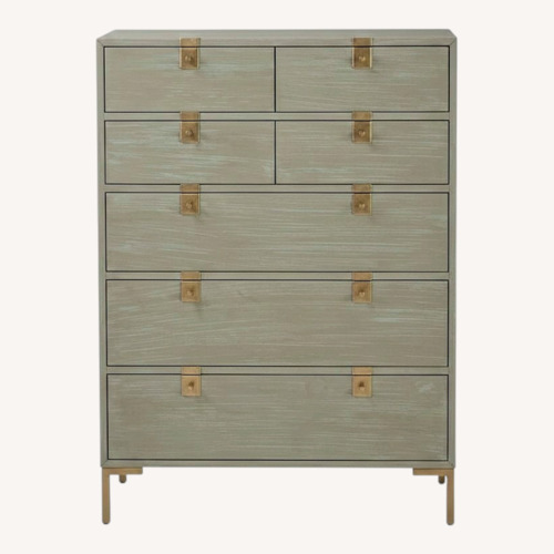 Used Anthropologie Ingram 7 Drawer Light Gray Wood Dresser for sale on AptDeco